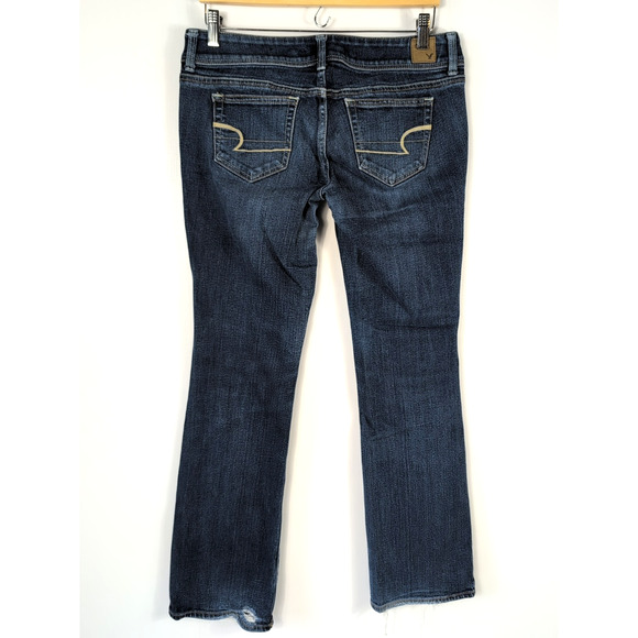 American Eagle Slim Boot Jeans Womens 8R Blue Stretch Low Rise Bootcut Denim - Picture 3 of 16